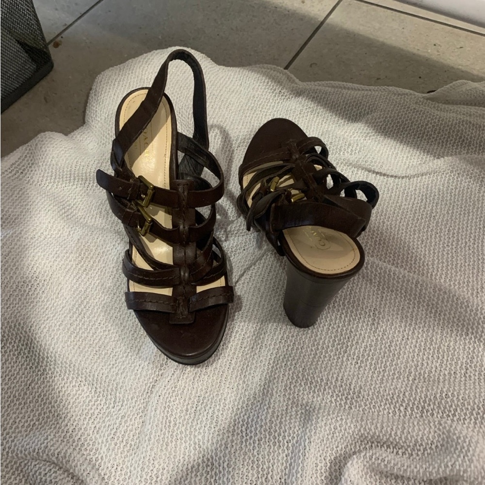 COACH Strappy black pumps heels Double buckle slingback